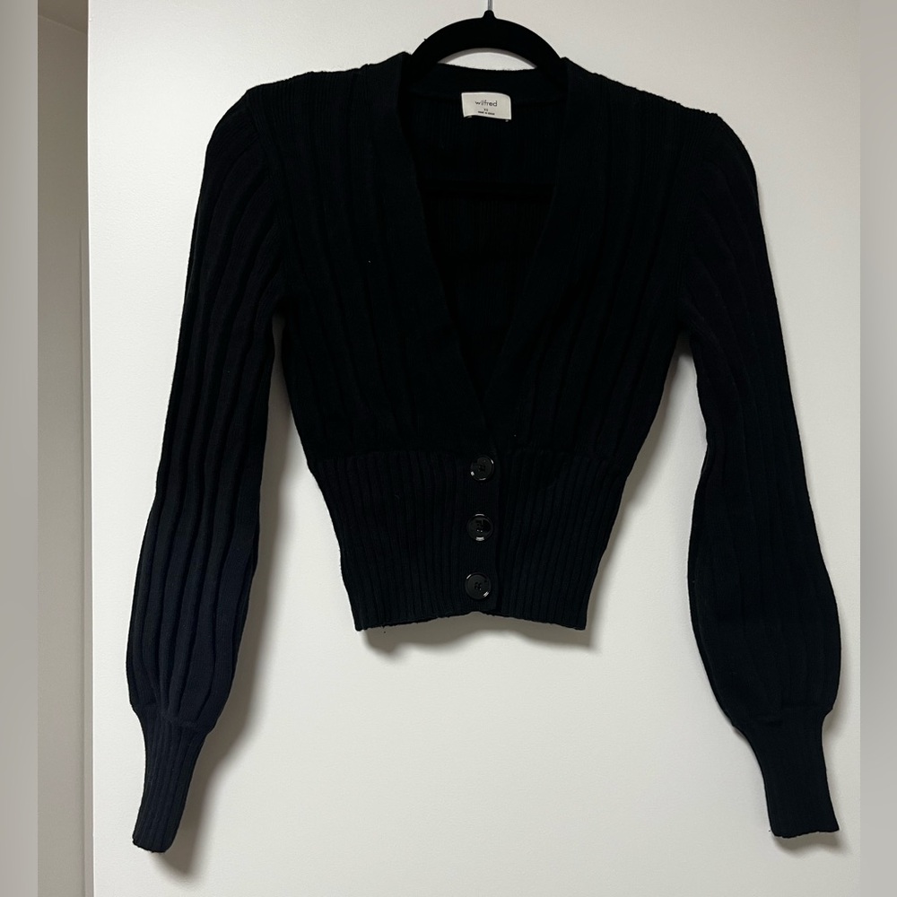 Wilfred Black Ribbed Cardigan
